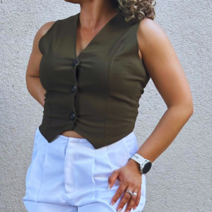 Chaleco Sastrero Estructurado Verde Oliva